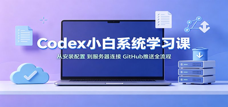 Codex小白系统学习课：小从安装配置，到服务器连接、GitHub推送全流程网创-网赚-电商-tk-出海-AI-抖音-快手-小红书-视频号-玩法-创业-小程序-公众号-私域-s粉网创智库