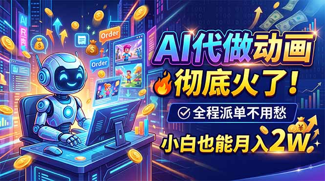 AI代做动画，彻底火了！全程派单不用愁，小白也能月入2W网创-网赚-电商-tk-出海-AI-抖音-快手-小红书-视频号-玩法-创业-小程序-公众号-私域-s粉网创智库