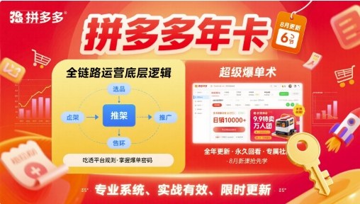 拼多多年卡，拼多多全链路运营底层逻辑，超级爆单术【更新26年8月】 - 网创智库网创-网赚-电商-tk-出海-AI-抖音-快手-小红书-视频号-玩法-创业-小程序-公众号-私域-s粉网创智库