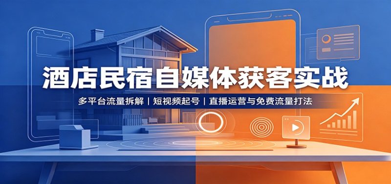 酒店民宿自媒体获客实战网创-网赚-电商-tk-出海-AI-抖音-快手-小红书-视频号-玩法-创业-小程序-公众号-私域-s粉网创智库