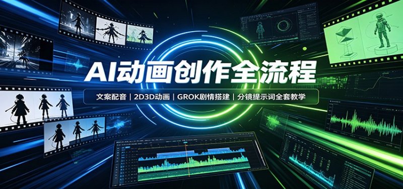 AI动画创作全流程：文案配音，2D3D动画，GROK剧情搭建，分镜提示词全套教学网创-网赚-电商-tk-出海-AI-抖音-快手-小红书-视频号-玩法-创业-小程序-公众号-私域-s粉网创智库