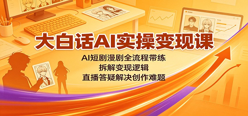大白话AI实操变现课:AI短剧漫剧全流程带练,拆解变现逻辑,直播答疑解决创作难题 - 网创智库网创-网赚-电商-tk-出海-AI-抖音-快手-小红书-视频号-玩法-创业-小程序-公众号-私域-s粉网创智库