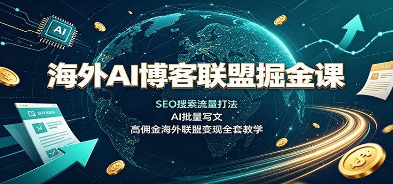 海外AI博客联盟掘金课：SEO搜索流量打法，AI批量写文，高佣金海外联盟变现全套教学网创-网赚-电商-tk-出海-AI-抖音-快手-小红书-视频号-玩法-创业-小程序-公众号-私域-s粉网创智库