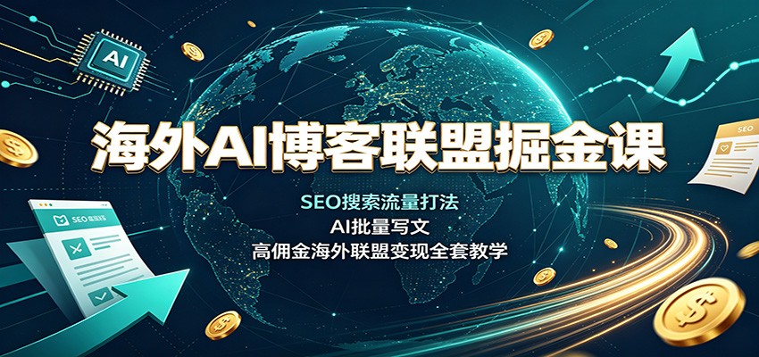 海外AI博客联盟掘金课：SEO搜索流量打法，AI批量写文，高佣金海外联盟变现全套教学 - 网创智库网创-网赚-电商-tk-出海-AI-抖音-快手-小红书-视频号-玩法-创业-小程序-公众号-私域-s粉网创智库