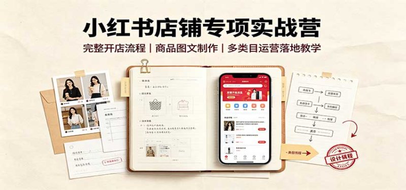 小红书店铺专项实战营：完整开店流程，商品图文制作，多类目运营落地教学网创-网赚-电商-tk-出海-AI-抖音-快手-小红书-视频号-玩法-创业-小程序-公众号-私域-s粉网创智库