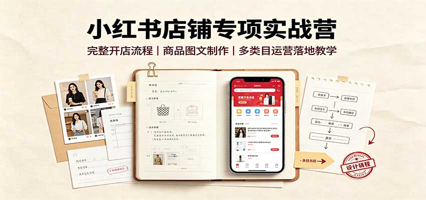 小红书店铺专项实战营：完整开店流程，商品图文制作，多类目运营落地教学 - 网创智库网创-网赚-电商-tk-出海-AI-抖音-快手-小红书-视频号-玩法-创业-小程序-公众号-私域-s粉网创智库