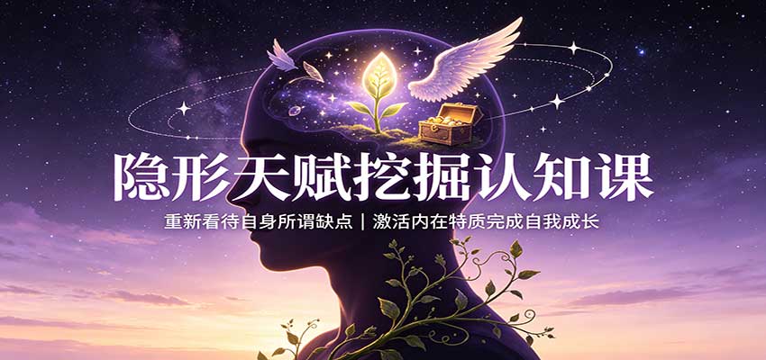 隐形天赋挖掘认知课:重新看待自身所谓缺点,激活内在特质完成自我成长 - 网创智库网创-网赚-电商-tk-出海-AI-抖音-快手-小红书-视频号-玩法-创业-小程序-公众号-私域-s粉网创智库