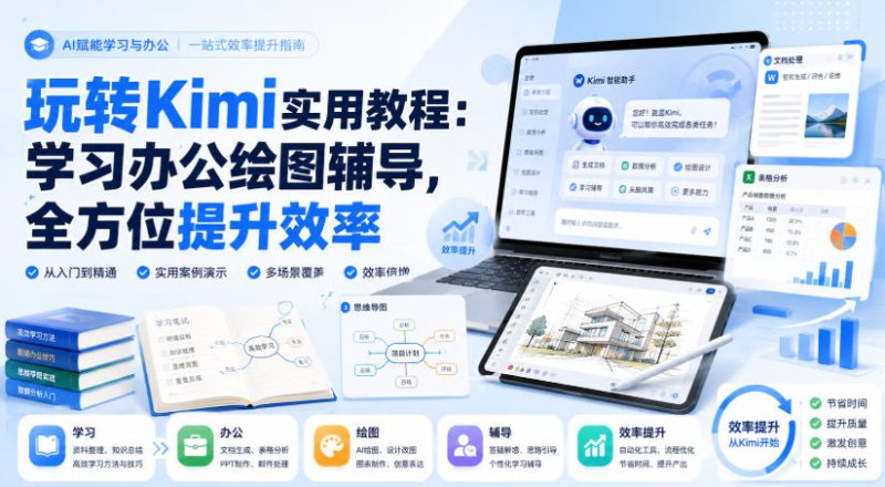 玩转Kimi实用教程：学习办公绘图辅导，全方位提升效率网创-网赚-电商-tk-出海-AI-抖音-快手-小红书-视频号-玩法-创业-小程序-公众号-私域-s粉网创智库