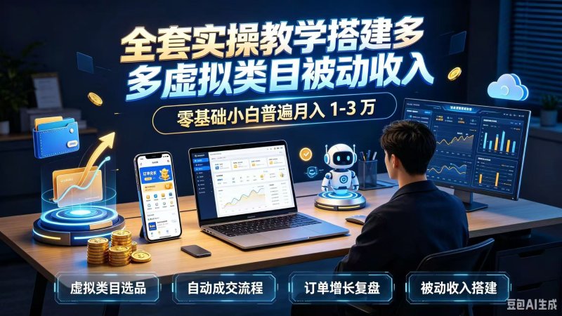 全套实操教学搭建多多虚拟类目被动收入，零基础小白普遍月入 1-3 万网创-网赚-电商-tk-出海-AI-抖音-快手-小红书-视频号-玩法-创业-小程序-公众号-私域-s粉网创智库