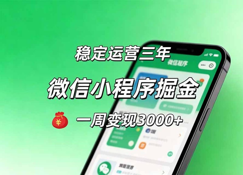 月收益稳定1W+的微信小程序，前期积累客户，后期躺平养老，小白轻松上手网创-网赚-电商-tk-出海-AI-抖音-快手-小红书-视频号-玩法-创业-小程序-公众号-私域-s粉网创智库