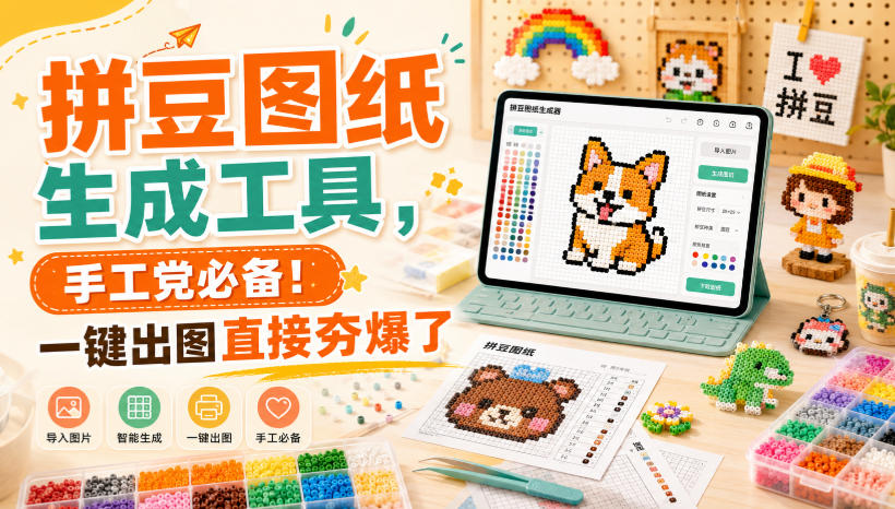 拼豆图纸生成工具，手工党必备！一键出图直接夯爆了网创-网赚-电商-tk-出海-AI-抖音-快手-小红书-视频号-玩法-创业-小程序-公众号-私域-s粉网创智库