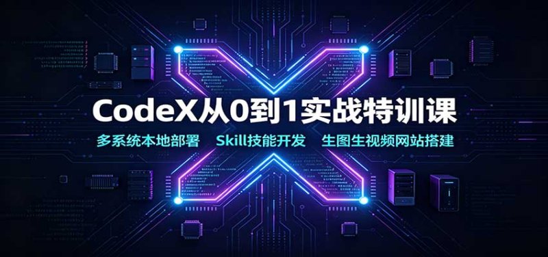 CodeX从0到1实战特训课：多系统本地部署，Skill技能开发，生图生视频网站搭建网创-网赚-电商-tk-出海-AI-抖音-快手-小红书-视频号-玩法-创业-小程序-公众号-私域-s粉网创智库