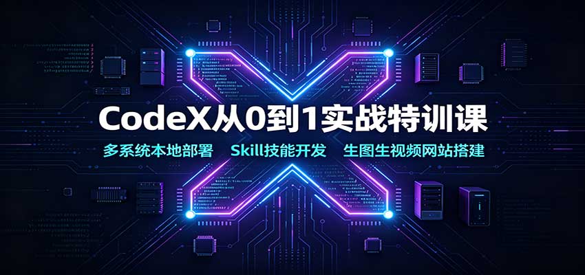 CodeX从0到1实战特训课：多系统本地部署，Skill技能开发，生图生视频网站搭建 - 网创智库网创-网赚-电商-tk-出海-AI-抖音-快手-小红书-视频号-玩法-创业-小程序-公众号-私域-s粉网创智库