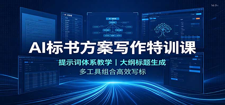 AI标书方案写作特训课:提示词体系教学,大纲标题生成,多工具组合高效写标 - 网创智库网创-网赚-电商-tk-出海-AI-抖音-快手-小红书-视频号-玩法-创业-小程序-公众号-私域-s粉网创智库