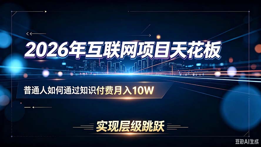 2026年互联网项目天花板：普通人如何通过知识付费月入10W，实现层级跳跃 - 网创智库网创-网赚-电商-tk-出海-AI-抖音-快手-小红书-视频号-玩法-创业-小程序-公众号-私域-s粉网创智库