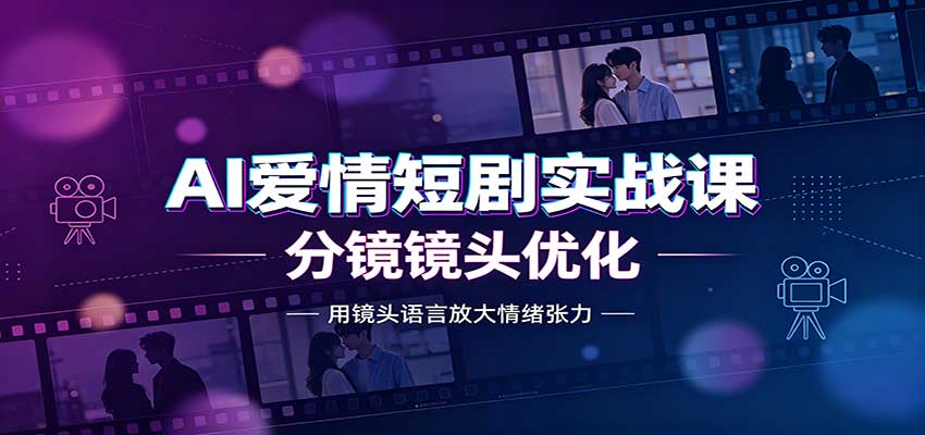 AI爱情短剧实战课:故事剧本创作,分镜镜头优化,智能体提示词 - 网创智库网创-网赚-电商-tk-出海-AI-抖音-快手-小红书-视频号-玩法-创业-小程序-公众号-私域-s粉网创智库