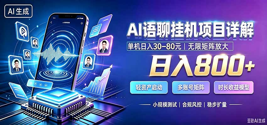 AI语聊挂机,日入800+,适用个人副业,工作室矩阵操作 - 网创智库网创-网赚-电商-tk-出海-AI-抖音-快手-小红书-视频号-玩法-创业-小程序-公众号-私域-s粉网创智库