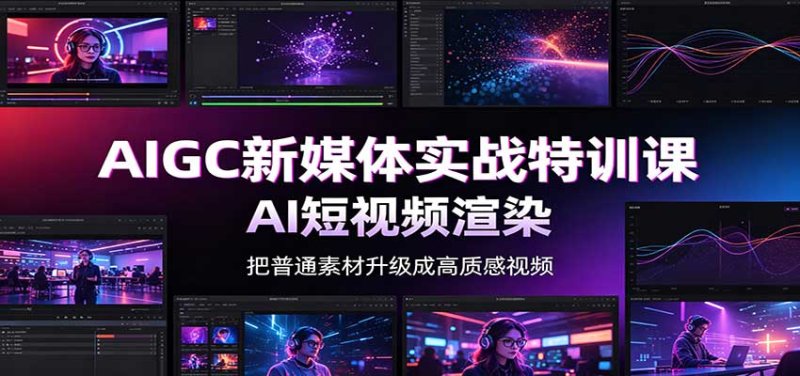 AIGC新媒体实战特训课:工具入门实操,AI短视频渲染,数字人商业视频制作网创-网赚-电商-tk-出海-AI-抖音-快手-小红书-视频号-玩法-创业-小程序-公众号-私域-s粉网创智库