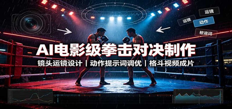 AI电影级拳击对决制作：镜头运镜设计，动作提示词调优，格斗视频成片网创-网赚-电商-tk-出海-AI-抖音-快手-小红书-视频号-玩法-创业-小程序-公众号-私域-s粉网创智库
