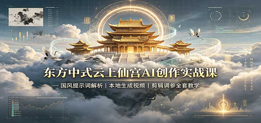 东方中式云上仙宫AI创作实战课：国风提示词解析，本地生成视频，剪辑调参全套教学 - 网创智库网创-网赚-电商-tk-出海-AI-抖音-快手-小红书-视频号-玩法-创业-小程序-公众号-私域-s粉网创智库