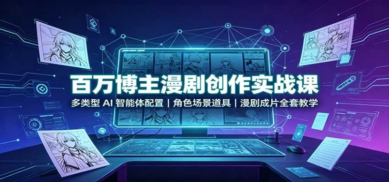 百万博主漫剧创作实战课：多类型AI智能体配置，角色场景道具，漫剧成片全套教学网创-网赚-电商-tk-出海-AI-抖音-快手-小红书-视频号-玩法-创业-小程序-公众号-私域-s粉网创智库