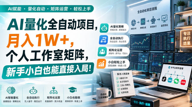 AI黄金量化玩法，新手低成本入局的最佳跳板，月收益轻松万元！网创-网赚-电商-tk-出海-AI-抖音-快手-小红书-视频号-玩法-创业-小程序-公众号-私域-s粉网创智库