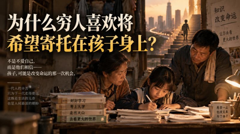 某社群精品文章：为什么穷人喜欢将希望寄托在孩子身上？网创-网赚-电商-tk-出海-AI-抖音-快手-小红书-视频号-玩法-创业-小程序-公众号-私域-s粉网创智库
