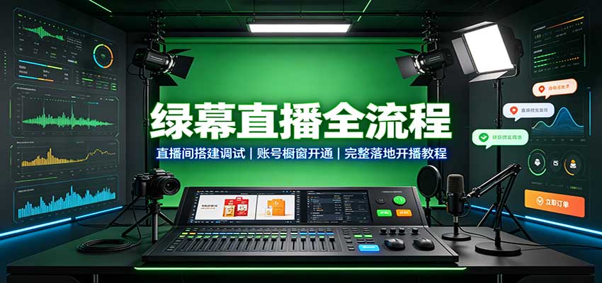 绿幕直播全流程:直播间搭建调试,账号橱窗开通,完整落地开播教程 - 网创智库网创-网赚-电商-tk-出海-AI-抖音-快手-小红书-视频号-玩法-创业-小程序-公众号-私域-s粉网创智库