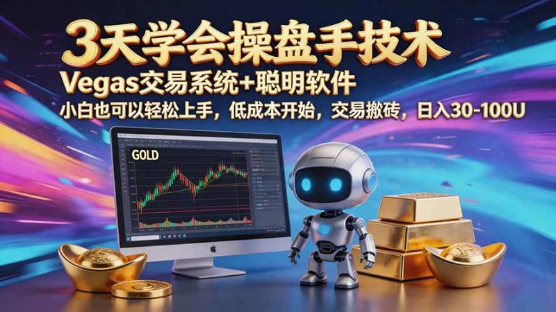 三天学会操盘手技术【顺势而为第八期】Vegas交易技术+聪明软件，日赚50-300U网创-网赚-电商-tk-出海-AI-抖音-快手-小红书-视频号-玩法-创业-小程序-公众号-私域-s粉网创智库