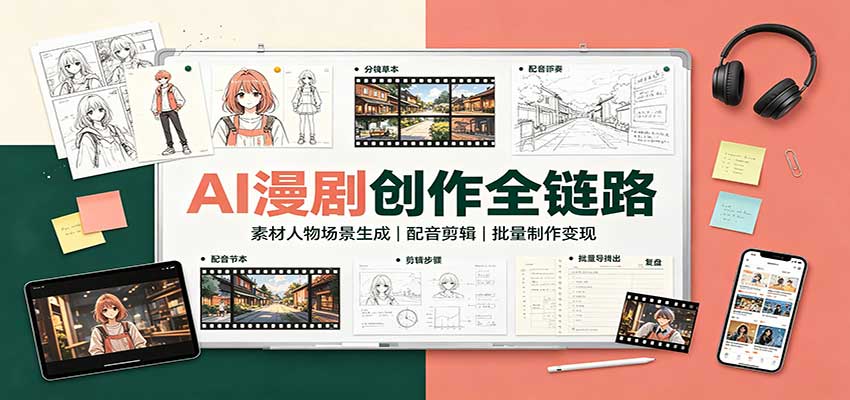 AI漫剧创作全链路：素材人物场景生成，配音剪辑，批量制作变现 - 网创智库网创-网赚-电商-tk-出海-AI-抖音-快手-小红书-视频号-玩法-创业-小程序-公众号-私域-s粉网创智库