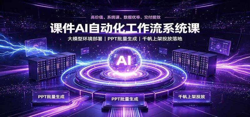 课件AI自动化工作流系统课:大模型环境部署,PPT批量生成,千帆上架投放落地网创-网赚-电商-tk-出海-AI-抖音-快手-小红书-视频号-玩法-创业-小程序-公众号-私域-s粉网创智库
