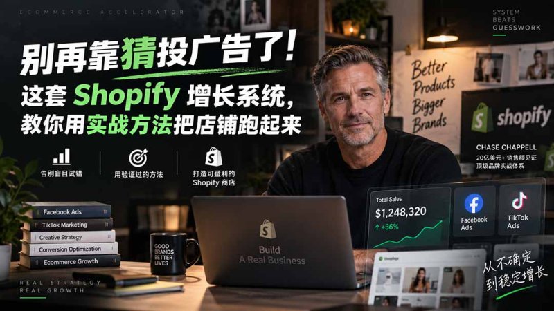 别再靠猜投广告了!这套 Shopify 增长系统,教你用实战方法把店铺跑起来【原创双语字幕】网创-网赚-电商-tk-出海-AI-抖音-快手-小红书-视频号-玩法-创业-小程序-公众号-私域-s粉网创智库