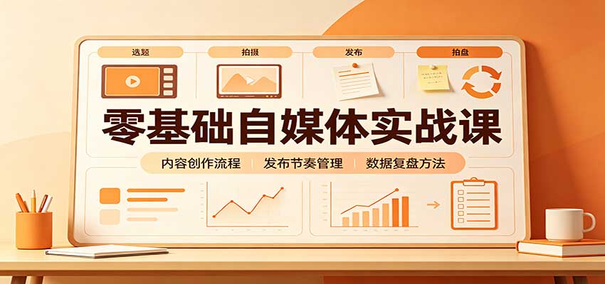 零基础自媒体实战课:赛道人设冷启动,内容创作复盘,公私域商业闭环 - 网创智库网创-网赚-电商-tk-出海-AI-抖音-快手-小红书-视频号-玩法-创业-小程序-公众号-私域-s粉网创智库