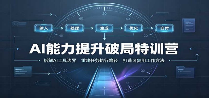 AI能力提升破局特训营：掌握AI交互逻辑，内容创作，搭建工作流网创-网赚-电商-tk-出海-AI-抖音-快手-小红书-视频号-玩法-创业-小程序-公众号-私域-s粉网创智库
