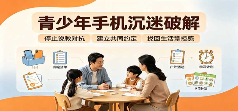 青少年手机沉迷破解：跳出管控说教思维，六步法引导孩子夺回注意力掌控权网创-网赚-电商-tk-出海-AI-抖音-快手-小红书-视频号-玩法-创业-小程序-公众号-私域-s粉网创智库