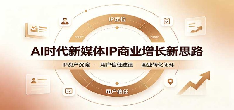 AI时代新媒体IP商业增长新思路：摒弃复杂运营套路，用极简思维打通获客路径网创-网赚-电商-tk-出海-AI-抖音-快手-小红书-视频号-玩法-创业-小程序-公众号-私域-s粉网创智库