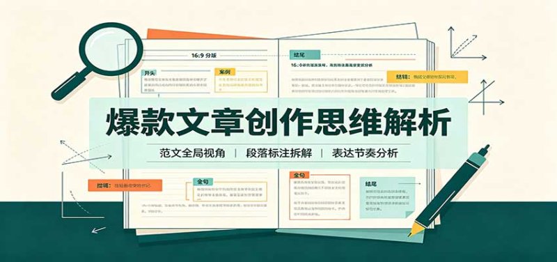 爆款文章创作思维解析：全局视角拆解范文，梳理行文逻辑，搭配真实拆文实操案例网创-网赚-电商-tk-出海-AI-抖音-快手-小红书-视频号-玩法-创业-小程序-公众号-私域-s粉网创智库