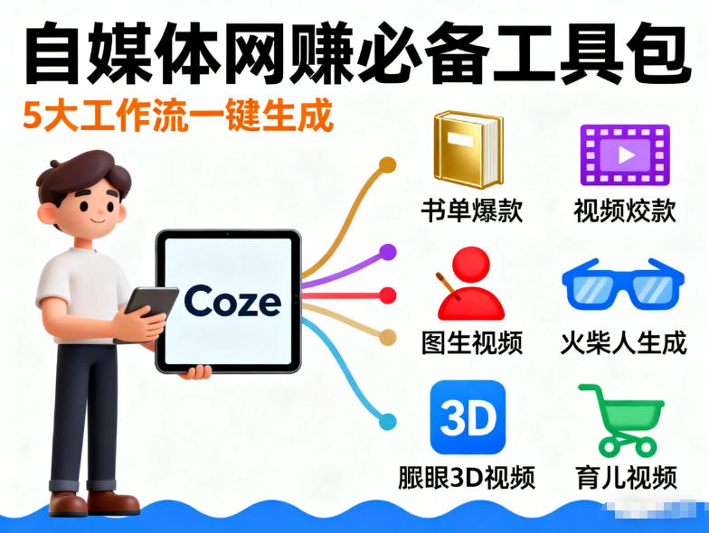 Coze工作流合集，内容一共100份左右，内容丰富，可以提供工作效率网创-网赚-电商-tk-出海-AI-抖音-快手-小红书-视频号-玩法-创业-小程序-公众号-私域-s粉网创智库