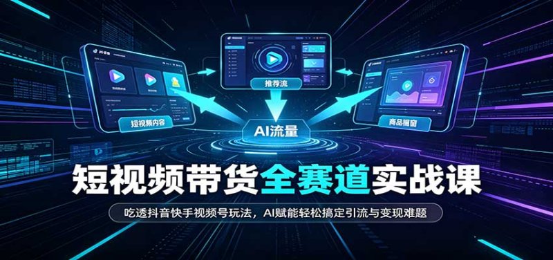 短视频带货全赛道：吃透抖音快手视频号玩法，AI赋能轻松搞定引流与变现难题网创-网赚-电商-tk-出海-AI-抖音-快手-小红书-视频号-玩法-创业-小程序-公众号-私域-s粉网创智库