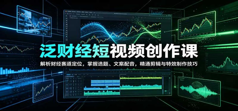 泛财经短视频创作课：解析财经赛道定位，掌握选题、文案配音，精通剪辑与特效制作技巧网创-网赚-电商-tk-出海-AI-抖音-快手-小红书-视频号-玩法-创业-小程序-公众号-私域-s粉网创智库