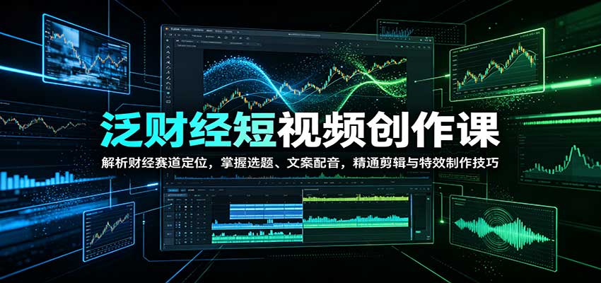 泛财经短视频创作课：解析财经赛道定位，掌握选题、文案配音，精通剪辑与特效制作技巧 - 网创智库网创-网赚-电商-tk-出海-AI-抖音-快手-小红书-视频号-玩法-创业-小程序-公众号-私域-s粉网创智库