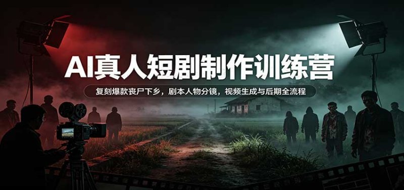AI真人短剧制作训练营:复刻爆款丧尸下乡,剧本人物分镜,视频生成与后期全流程网创-网赚-电商-tk-出海-AI-抖音-快手-小红书-视频号-玩法-创业-小程序-公众号-私域-s粉网创智库