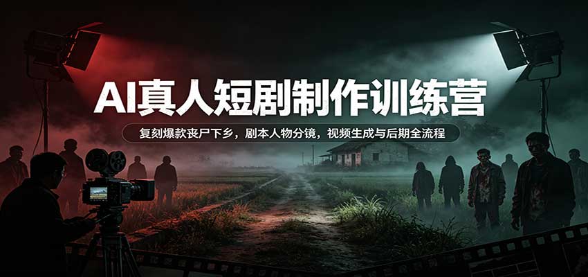 AI真人短剧制作训练营:复刻爆款丧尸下乡,剧本人物分镜,视频生成与后期全流程 - 网创智库网创-网赚-电商-tk-出海-AI-抖音-快手-小红书-视频号-玩法-创业-小程序-公众号-私域-s粉网创智库