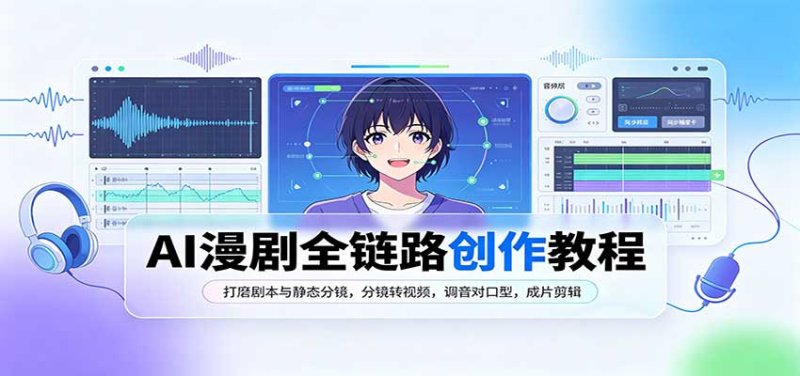 AI漫剧全链路创作教程：打磨剧本与静态分镜，分镜转视频，调音对口型，成片剪辑网创-网赚-电商-tk-出海-AI-抖音-快手-小红书-视频号-玩法-创业-小程序-公众号-私域-s粉网创智库