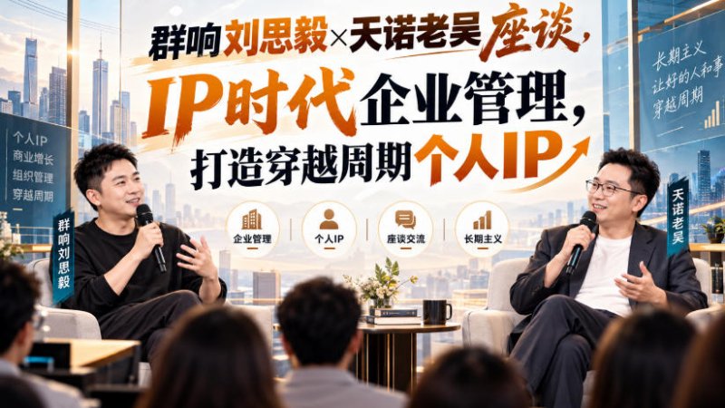 群响刘思毅×天诺老吴座谈,IP时代企业管理,打造穿越周期个人IP网创-网赚-电商-tk-出海-AI-抖音-快手-小红书-视频号-玩法-创业-小程序-公众号-私域-s粉网创智库