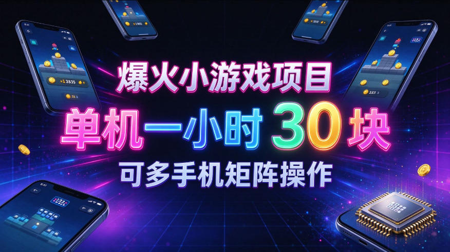 爆火小游戏撸金项目，实测单机一小时30+，可多手机矩阵操作，新手看完一遍就能上手【揭秘】 - 网创智库网创-网赚-电商-tk-出海-AI-抖音-快手-小红书-视频号-玩法-创业-小程序-公众号-私域-s粉网创智库