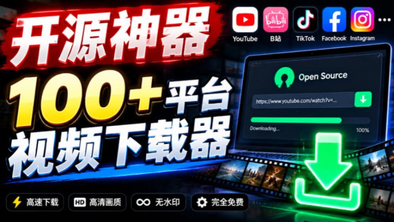 YouTube、B站超100+平台视频免费下载，超级好用，多平台免费开源热门视频下载器ytDownloader网创-网赚-电商-tk-出海-AI-抖音-快手-小红书-视频号-玩法-创业-小程序-公众号-私域-s粉网创智库