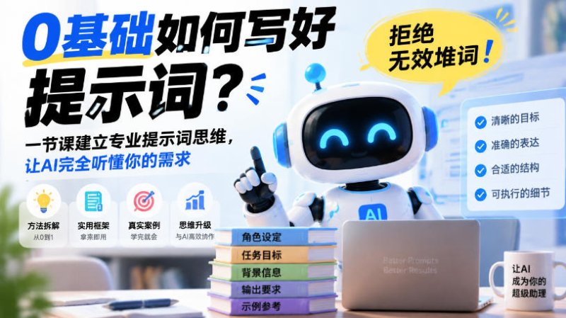 0基础如何写好提示词,拒绝无效堆词!一节课建立专业提示词思维,让AI完全听懂你的需求网创-网赚-电商-tk-出海-AI-抖音-快手-小红书-视频号-玩法-创业-小程序-公众号-私域-s粉网创智库