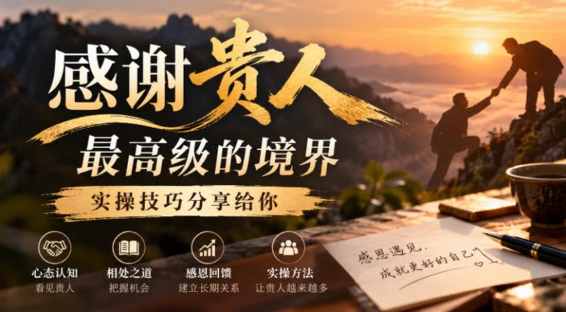 某公众号付费文章:感谢贵人最高级的境界,实操技巧分享给你网创-网赚-电商-tk-出海-AI-抖音-快手-小红书-视频号-玩法-创业-小程序-公众号-私域-s粉网创智库