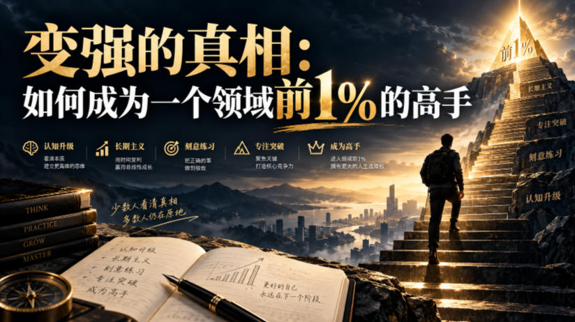 付费文章：变强的真相：如何成为一个领域前1%的高手 - 网创智库网创-网赚-电商-tk-出海-AI-抖音-快手-小红书-视频号-玩法-创业-小程序-公众号-私域-s粉网创智库